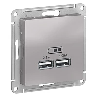 Розетка USB Schneider Electric AtlasDesign 5В, 1 порт x 2,1 А, 2 порта х 1,05 А,мех алюминий