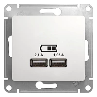 Розетка USB Schneider Electric Glossa 5В/2,1А, 2х5В/1,05А белая