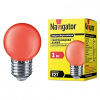 NAVIGATOR Лампа светодиодная 1Вт шар красная E27 NLL-G45-1-230-R-E27