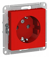 Розетка Schneider Electric AtlasDesign с/з со штор, 16А, мех-м красный