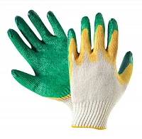 Перчатки ХБ с 2-ым латексным обливом утепленные, 13 кл (зеленый)