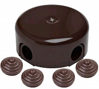 Коробка распределительная D78*30мм (4 кабельных ввода) Bironi Лизетта, пластик коричневый